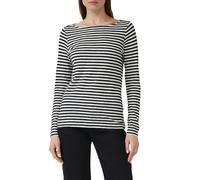 Langarmshirt S.OLIVER, Damen, Gr. 46, schwarz (schwarz stripe), Web, Obermaterial: 100% Baumwolle, gestreift, casual, slim fit Po-bedeckend, U-Boot-Ausschnitt, Langarm gerader Abschluss, Shirts, mit S
