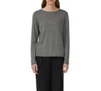 Langarmshirt S.OLIVER, Damen, Gr. 48, grau (mid grau), Strick, Obermaterial: 50% Baumwolle, 50% Viskose, unifarben, casual, regular fit taillenbedeckt, Rundhals, Langarm gerader Abschluss, Shirts, mit