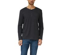 Geripptes Longsleeve mit Henleyausschnitt M grau 2172532.9898.M