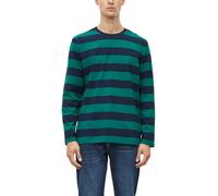 Langarmshirt S.OLIVER, Herren, Gr. L, grün (blau), Jersey, Obermaterial: 100% Baumwolle, gestreift, bequem hüftbedeckend, Rundhals, abgesteppte Kante, Shirts Langarmshirt, im Streifen-Look / Baumwolle