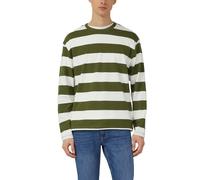 Langarmshirt S.OLIVER, Herren, Gr. L, grün, Single Jersey, Obermaterial: 100% Baumwolle, gestreift, relaxed fit normal, Rundhals, gerader Abschluss, Shirts Langarmshirt, mit Streifen Muster (87853929-