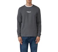 Langarmshirt S.OLIVER, Herren, Gr. XL, grau (dk grau), Jersey, Obermaterial: 100% Baumwolle, bedruckt, regular fit normal, Rundhals, Rippbündchen, Shirts Langarmshirt, mit Logo Schriftzug (94022348-XL