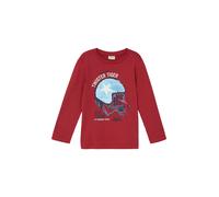Langarmshirt S.OLIVER JUNIOR, Jungen, Gr. 104/110, rot, Jersey, Obermaterial: 100% Baumwolle, bedruckt, regular fit hüftbedeckend, Rundhals, Shirts Langarmshirt, mit Print und Wendepailletten, für Kid