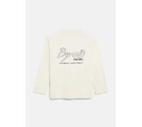 Langarmshirt S.OLIVER JUNIOR, Jungen, Gr. 158/164, beige (schwarz beige), Jersey, Obermaterial: 100% Baumwolle, bedruckt, normal hüftbedeckend, Rundhals, abgesteppte Kante, Shirts Langarmshirt, mit Pr