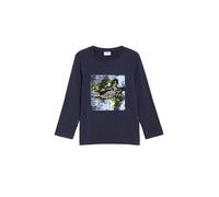 Langarmshirt S.OLIVER JUNIOR, Mädchen, Gr. 104/110, blau (dunkelblau), Jersey, Obermaterial: 100% Baumwolle, bequem normal, Rundhals, Shirts Langarmshirt, Wendepailletten, in 2 Richtungen streich- und