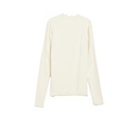 Langarmshirt S.OLIVER JUNIOR, Mädchen, Gr. 170/176, beige (light beige), Rippware, Obermaterial: 95% Baumwolle, 5% Elasthan, unifarben, normal hüftbedeckend, Rundhals, gewellter Abschluss, Shirts Lang