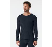 Langarmshirt SCHIESSER "Comfort Fit", Herren, Gr. 10, schwarz (804, nachtblau), Single Jersey, Obermaterial: 95% Baumwolle, 5% Elasthan, Basic hüftlang, Rundhals, Shirts Langarmshirt, farblich abgeset