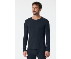 Langarmshirt SCHIESSER "Comfort Fit", Herren, Gr. 6, 804, nachtblau, Single Jersey, Obermaterial: 95% Baumwolle, 5% Elasthan, Basic hüftlang, Rundhals, Shirts Langarmshirt, farblich abgesetzte Nähte,