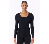 Langarmshirt SCHIESSER "Personal Fit", Damen, Gr. M, schwarz (000, schwarz), Single Jersey, Obermaterial: 55% Viskose, 25% Polyester, 20% Elasthan, unifarben, bequem hüftbedeckend, tiefer Rundhals, Sh