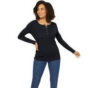 Langarmshirt HEINE "Shirt", Damen, Gr. 38, schwarz, 95% Baumwolle, 5% Elasthan, unifarben, Rundhals, Shirts Langarmshirt (48845266-38) schwarz
