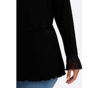 Sweatshirt SHEEGO BY JOE BROWNS, Damen, Gr. 44/46, schwarz, 95% Viskose, 5% Elasthan, Spitze:5% Elasthan, 95% Polyester, unifarben, Rundhals, Sweatshirts Sweatshirt (33141648-44) schwarz