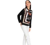 Langarmshirt HEINE "Druck-Shirt", Damen, Gr. 36, gelb (schwarz, camel, bedruckt), 95% Baumwolle, 5% Elasthan, bedruckt, gemustert, mehrfarbig, Shirts Langarmshirt (18060202-36) schwarz, camel, bedruck