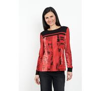Langarmshirt SEIDEL MODEN, Damen, Gr. 40, rot, Jersey, Obermaterial: 94% Viskose, 6% Elasthan, bedruckt, regular fit taillenbedeckt, Rundhals, Bündchen, Shirts Langarmshirt, mit grafischem Print - MAD