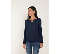 Langarmshirt SEIDEL MODEN, Damen, Gr. 44, blau (navy), Jersey, Obermaterial: 95% Viskose, 5% Elasthan, unifarben, regular fit taillenbedeckt, Rundhals, elastischer Bund, Shirts Langarmshirt, MADE IN G