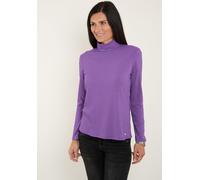 Langarmshirt SEIDEL MODEN, Damen, Gr. 48, lila, Rippware, Obermaterial: 80% Polyester, 16% Viskose, 4% Elasthan, Strukturmuster, regular fit taillenbedeckt, ohne Ausschnitt, gerader Abschluss, Shirts