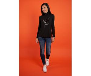 Langarmshirt SEIDEL MODEN, Damen, Gr. 54, schwarz, Obermaterial: 95% Viskose, 5% Elasthan, bedruckt, Shirts Langarmshirt, MADE IN GERMANY (78994220-54) schwarz