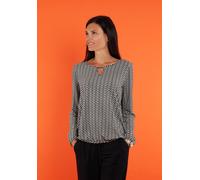 Langarmshirt SEIDEL MODEN "Exklusiv bei OTTO", Damen, Gr. 44, weiß, Web, Obermaterial: 96% Viskose, 4% Elasthan, Minimalmuster, bedruckt, bequem hüftbedeckend, Rundhals, elastischer Bund, Shirts Langa