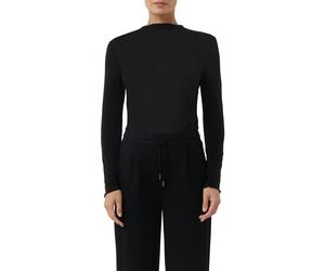 Langarmshirt "semitransparente Optik", Damen, Gr. 40, schwarz, Single Jersey, Obermaterial: 76% Lyocell, 19% Wolle, 5% Elasthan, COMMA CASUAL IDENTITY, unifarben, slim fit hüftlang, Rundhals, Shirts L