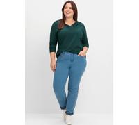 Sheego Große Größen Langarmshirt Mit Zierfalten Am V-ausschnitt, A-linie für Damen - 48/50