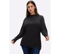 Langarmshirt SHEEGO "Langarm-Shirt", Damen, Gr. 44/46, schwarz, 95% Viskose, 5% Elasthan, unifarben, Shirts Langarmshirt (93014723-44) schwarz