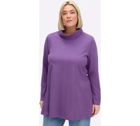 Langarmshirt SHEEGO "Langarm-Shirt", Damen, Gr. 48/50, lila, meliert, 60% Baumwolle, 40% Polyester, meliert, Shirts Langarmshirt (90501434-48) lila, meliert