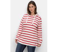 Langarmshirt SHEEGO "Langarmshirt", Damen, Gr. 52/54, weiß (sanftes weiß, gestreift), 100% Baumwolle, gemustert, gestreift, Shirts Langarmshirt (73230545-52) sanftes weiß, gestreift