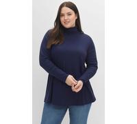 Langarmshirt SHEEGO "Rollkragen-Shirt", Damen, Gr. 48/50, blau (marine), 100% Baumwolle, unifarben, Shirts Langarmshirt (37870547-48) marine