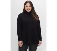 sheego Langarmshirt mit Rollkragen, in A-Linie, schwarz, 48/50 schwarz