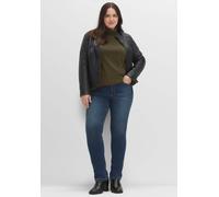 Langarmshirt SHEEGO "Rollkragen-Shirt", Damen, Gr. 52/54, grün (dunkelkhaki), 100% Baumwolle, unifarben, Shirts Langarmshirt (39088234-52) dunkelkhaki