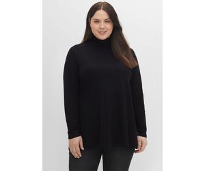 Langarmshirt SHEEGO "Rollkragen-Shirt", Damen, Gr. 52/54, schwarz, 100% Baumwolle, unifarben, Shirts Langarmshirt (62954331-52) schwarz