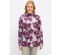 Langarmshirt SHEEGO "Shirt", Damen, Gr. 44/46, bordeaux, bedruckt, 50% Baumwolle, 50% Modal, bedruckt, gemustert, mehrfarbig, Shirts Langarmshirt (65319035-44) bordeaux, bedruckt