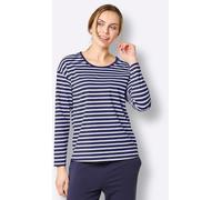 Langarmshirt "Shirt", Damen, Gr. 36/38, blau (marine, weiß, geringelt), 100% Baumwolle, gemustert, gestreift, Shirts Langarmshirt (53631038-36) marine, weiß, geringelt