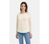 Rundhalsshirt SMITH & SOUL, Damen, Gr. L, beige (sand), Single Jersey, Material: 100% Baumwolle, gestreift, slim fit normal, Rundhals, Raglanärmel offene Kante, Shirts Rundhalsshirt, mit offenen Kante