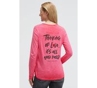 Langarmshirt SOCCX, Damen, Gr. XXL, lovely rot, Single Jersey, Material: 100% Baumwolle, Glitzermuster, bedruckt, regular fit normal, Serafino, eingesetzt gerader Abschluss, Shirts Langarmshirt, mit B