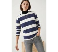 Langarmshirt SOYACONCEPT "SC-BARNI 47", Damen, Gr. L, blau (navy combi), Jersey, Obermaterial: 48% Modal, 48% Polyester, 4% Elasthan, gestreift, regular fit normal, Rundhals, Shirts Langarmshirt, aus