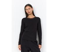 Langarmshirt SOYACONCEPT "SC-CHANILLA 5", Damen, Gr. M, schwarz, Jersey, Obermaterial: 47% Baumwolle, 47% Viskose, 6% Elasthan, unifarben, normal, Rundhals, Shirts Langarmshirt, Baumwollmischung, Spit