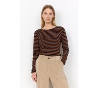 Langarmshirt SOYACONCEPT "SC-HELLE YD 1", Damen, Gr. M, braun (navy combi), Jersey, Obermaterial: 66% Lyocell, 26% Polyester, 8% Wolle, gestreift, normal, Rundhals, Shirts Langarmshirt, Materialmix (9