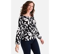 Langarmshirt STOOKER WOMEN "CALLA Print Langarmshirt", Damen, Gr. 36/38, schwarz abstract aop, Feinstrick, 95% Polyester, 5% Elasthan, regular fit, Rundhals, Shirts Langarmshirt, Regular Fit Blusen-Sh