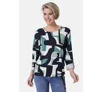 Langarmshirt STOOKER WOMEN "CARLY Langarmshirt Rundhals", Damen, Gr. 40/42, grün (grün abstract aop), Jersey, 96% Polyester, 4% Elasthan, loose fit, Rundhals, Shirts Langarmshirt, Loose Fit Shirt Rund