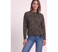 Langarmshirt STREET ONE, Damen, Gr. 34, grün (schwarz), Stoff, 63% Polyester, 34% Viskose, 3% Elasthan, regular fit normal, Rundhals, abgesteppt, Shirts Langarmshirt, aus softem Materialmix (34880609-