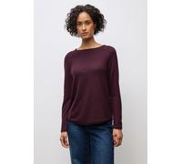 Langarmshirt STREET ONE, Damen, Gr. 34, jazz berry, Stoff, 67% Viskose, 30% Polyester, 3% Elasthan, unifarben, normal normal, Rundhals, abgesteppt, Shirts Langarmshirt, aus softem Materialmix (4144455