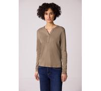 Langarmshirt STREET ONE, Damen, Gr. 34, light terra mocha, Web, 50% Baumwolle, 50% Modal, unifarben, normal normal, Rundhals, Bündchen, Shirts Langarmshirt, im Tunika-Style (33633502-34) light terra m