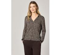 Langarmshirt STREET ONE, Damen, Gr. 34, molten earth, Stoff, 50% Modal, 50% Baumwolle, animal-print, normal normal, V-Ausschnitt, elastischer Bund, Shirts Langarmshirt, im Leo Design (42562009-34) mol