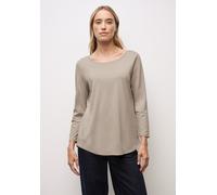 Langarmshirt STREET ONE, Damen, Gr. 34, morning beige, Web, 50% Baumwolle, 50% Modal, unifarben, normal lang, U-Boot-Ausschnitt, normaler Saum, Shirts Langarmshirt, in Unifarbe (25375668-34) morning b