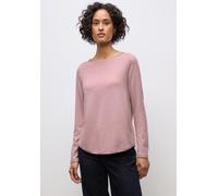 Langarmshirt STREET ONE, Damen, Gr. 34, powder pink meliert, Stoff, 67% Viskose, 30% Polyester, 3% Elasthan, unifarben, normal normal, Rundhals, abgesteppt, Shirts Langarmshirt, aus softem Materialmix