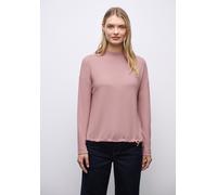 Langarmshirt STREET ONE, Damen, Gr. 34, powder pink meliert, Stoff, 80% Viskose, 15% Polyester, 5% Elasthan, unifarben, normal normal, Rundhals, abgesteppt, Shirts Langarmshirt, aus strecthigem Viskos