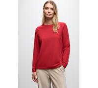 Langarmshirt STREET ONE, Damen, Gr. 34, racing rot, Stoff, 71% Polyester, 26% Viskose, 3% Elasthan, unifarben, normal normal, U-Boot-Ausschnitt, Bündchen, Shirts, mit U-Boot-Ausschnitt (37045562-34) r