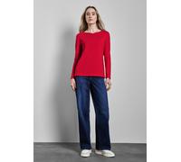 Langarmshirt STREET ONE, Damen, Gr. 34, rot (glory rot), Web, 100% Baumwolle, unifarben, normal normal, U-Boot-Ausschnitt, Bündchen, Shirts Langarmshirt, aus reiner Baumwolle (97046113-34) glory rot