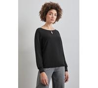 Langarmshirt STREET ONE, Damen, Gr. 34, schwarz, Web, Vorderseite: 100% Polyester; Rückseite: 95% Viskose, 5% Elasthan; Futter: 100% Viskose, unifarben, normal normal, Rundhals, Bündchen, Shirts Langa