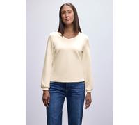Langarmshirt STREET ONE, Damen, Gr. 34, soft beige, Stoff, 46% Modal, 46% Polyester, 8% Elasthan, unifarben, normal normal, V-Ausschnitt, elastischer Bund, Shirts Langarmshirt, im Silk Look (68149849-